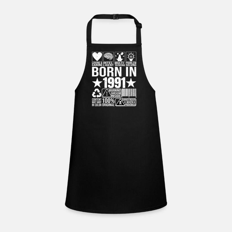 Né en 1991 Content Warning Label Code à barres Tablier Enfant