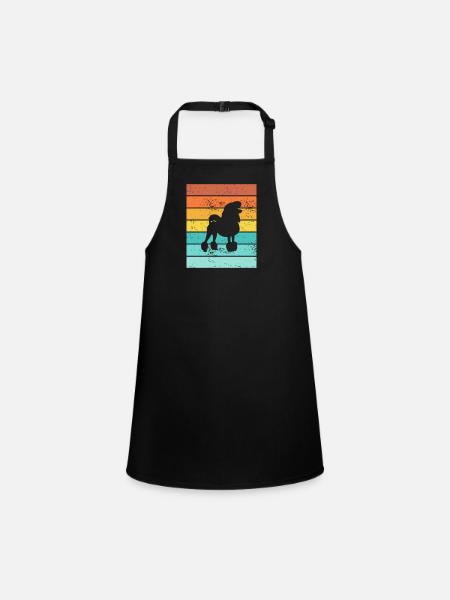Poodle dog lover Retro vintage Gift idea - Children's Apron - black - Front