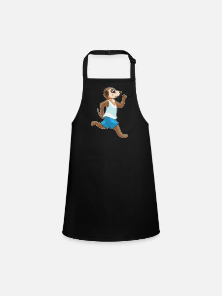 Erdmännchen Jogger Joggen Sport - Schürze für Kinder - Schwarz - Vorne