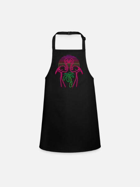 Flamingo - Children's Apron - black - Front