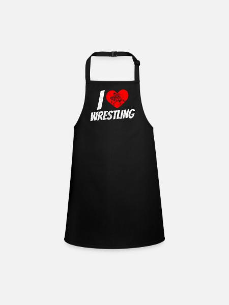 I love wrestling wrestling wrestling wrestling - Children's Apron - black - Front