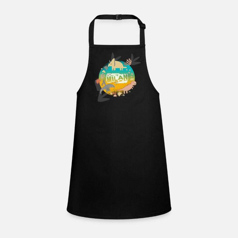 MILAN - Beautiful boy name with cute dinosaurs Children's Apron