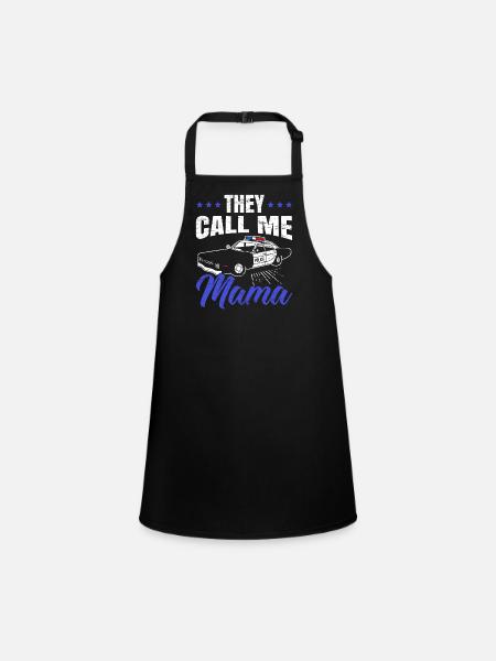 They call me Mom Police Officer Law Enforcement - Children's Apron - black - Front