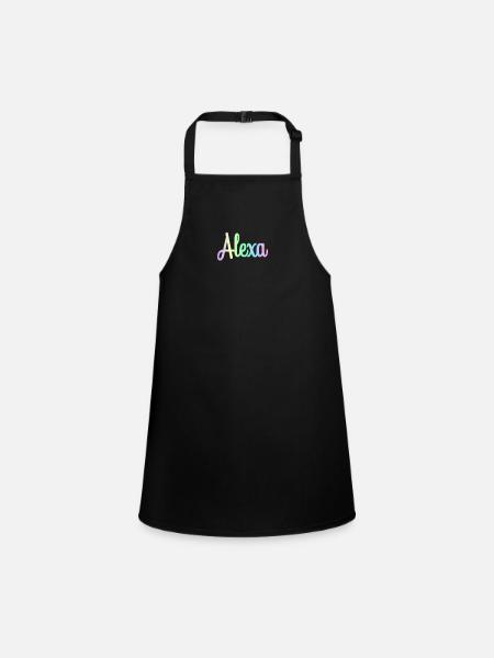 ALEXA Rainbow Minimalist Cursive - Children's Apron - black - Front