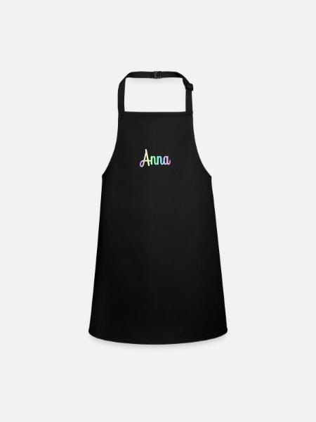 ANNA Rainbow Minimalist Cursive - Children's Apron - black - Front