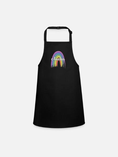 AMELIA Rainbow Cursive - Schürze für Kinder - Schwarz - Vorne