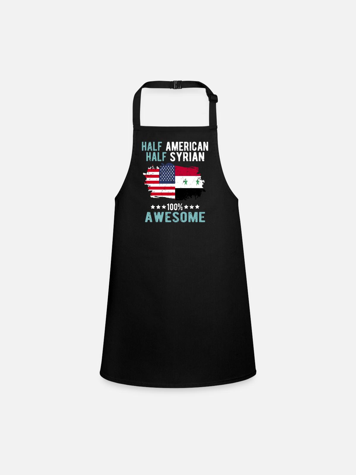 Half American, half Syrian - Children's Apron - black - Front