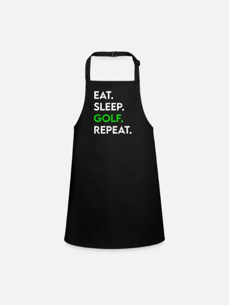 eat sleep golf repeat - Children's Apron - black - Front