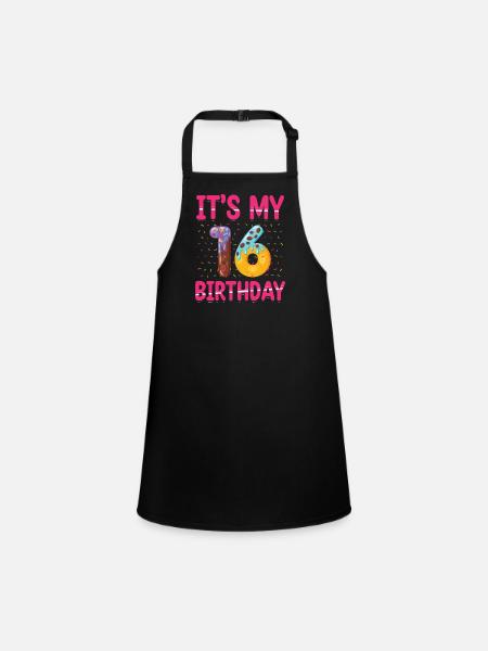 C’est mon 16e anniversaire | Saupoudrer des | à thème - Tablier Enfant - noir - Devant