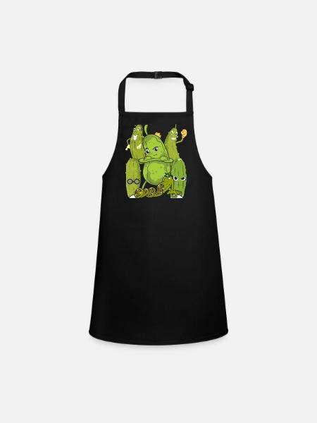 Cadeau végétarien aux légumes Gürkchen Concombre - Tablier Enfant - noir