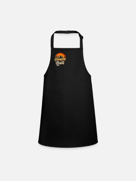 Camping Wife Happy Life Caravan Nature Camper - Children's Apron - black - Front