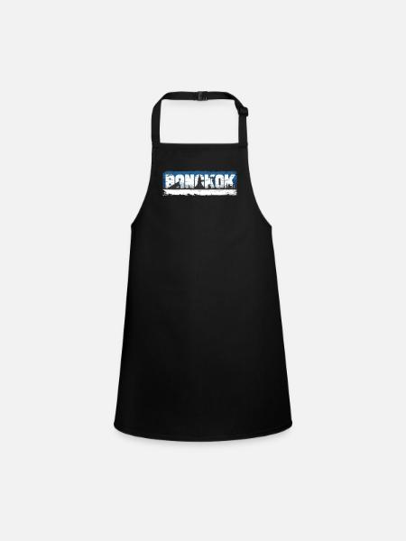 Vintage Thailand Vacation Asia Sunset Bangkok - Children's Apron - black - Front