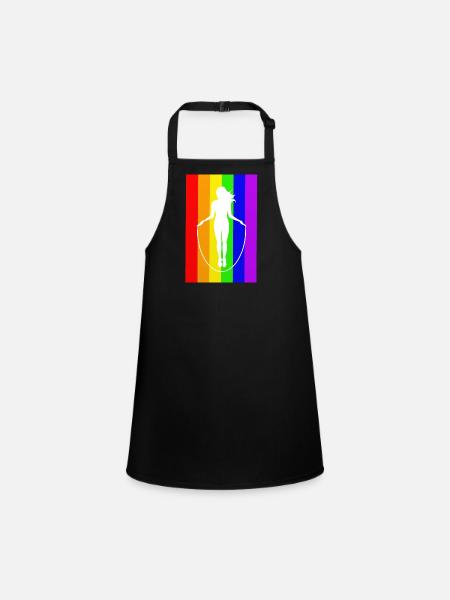 Jumping Rope Jumping Rope Jumping Sticker Shirt - Children's Apron - black - Front