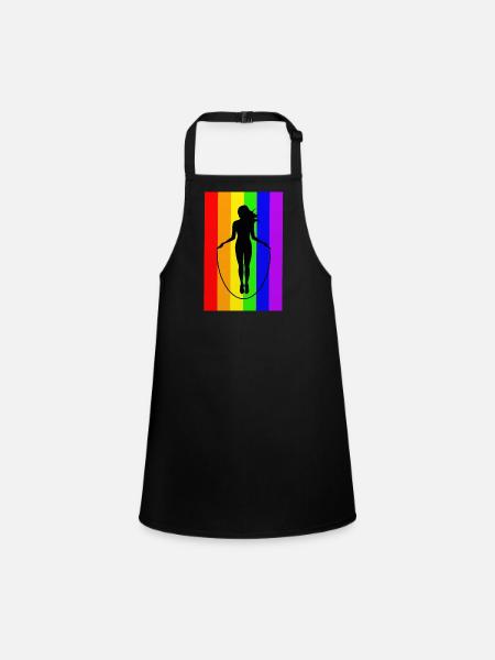 Jumping Rope Jumping Rope Jumping Sticker Shirt - Children's Apron - black - Front