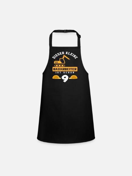 Travailleur de la construction 9e anniversaire Excavator Boys Cadeau - Tablier Enfant - noir - Devant