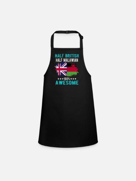 Half British Half Malawi - Children's Apron - black - Front