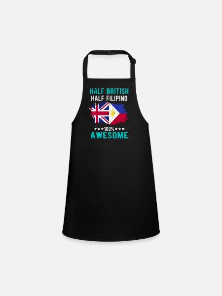 Half British Half Filipino - Children's Apron - black - Front
