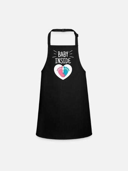 Baby Inside Pregnant Baby Inside Announcement - Children's Apron - black - Front