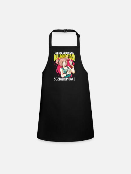 Anime Spruch Weeb Otaku - Schürze für Kinder - Schwarz - Vorne