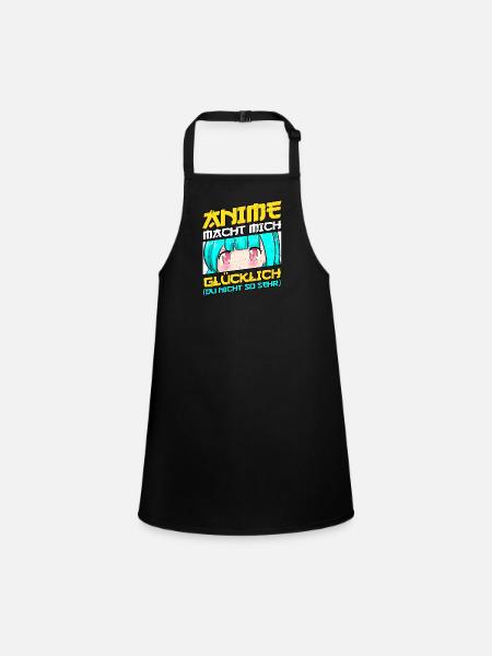 Anime Spruch Weeb Otaku - Schürze für Kinder - Schwarz - Vorne
