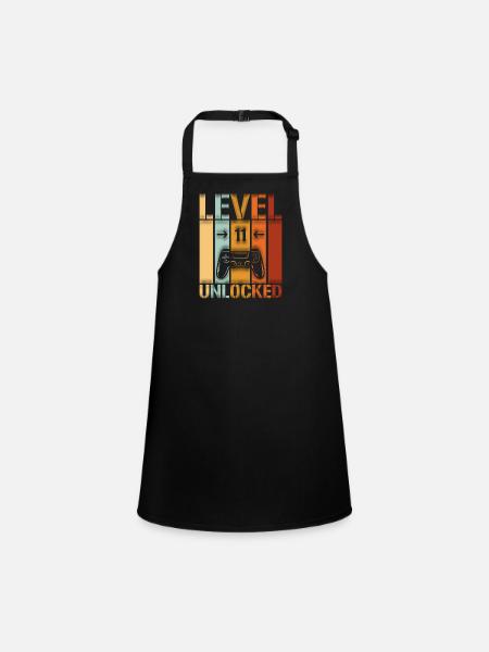 11th Birthday Level 11 unlocked - Children's Apron - black - Front