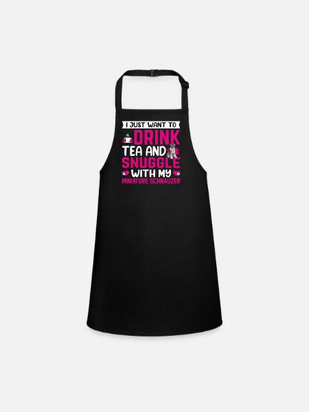 Tee Trinken Und Kuscheln Miniaturschnauzer - Schürze für Kinder - Schwarz - Vorne