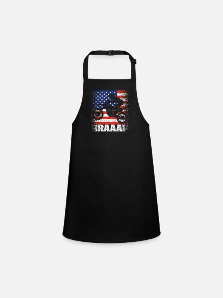 Braaap Vintage USA Drapeau Américain Dirt Bike - Tablier Enfant - noir - Devant