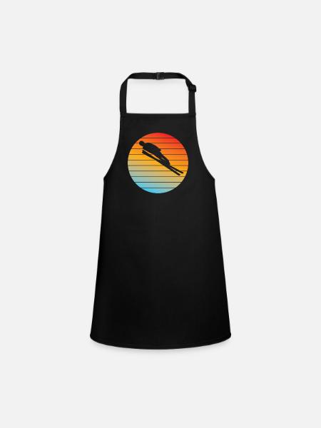 Ski Jumping Ski Jumper Winter Sports Ski Flying Ski - Children's Apron - black - Front