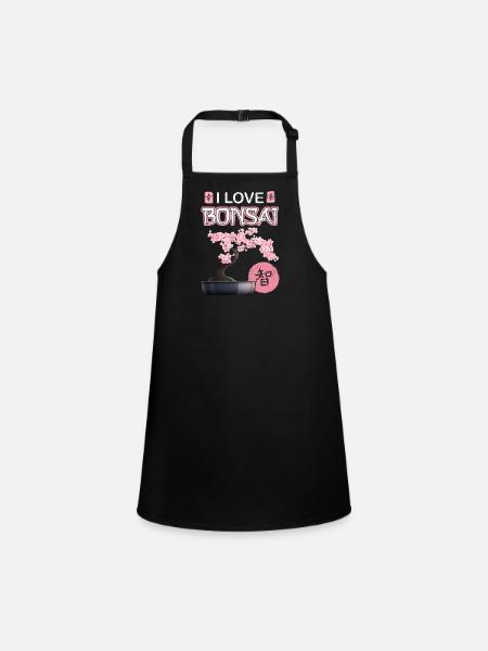 Bonsai Japanese Cherry Blossom Saying Gift Idea - Children's Apron - black - Front