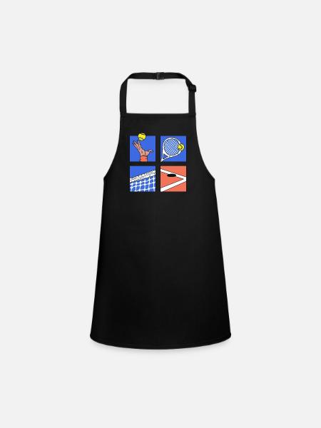Cool Tennis Designs Tennis Game Cartoon Tournament - Children's Apron - black - Front