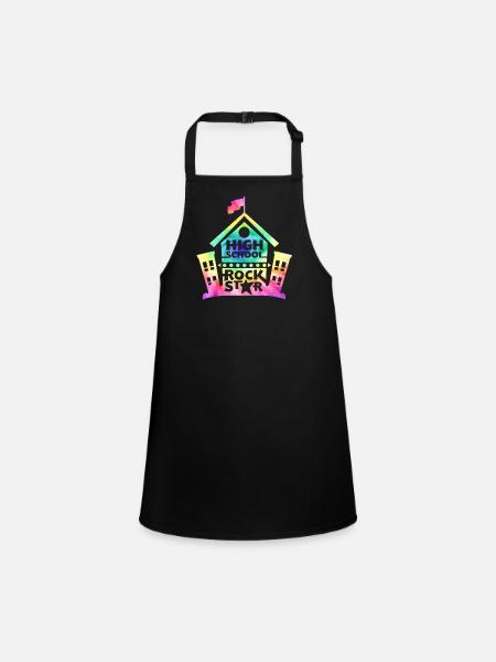 High School Rock Star Back to School - Children's Apron - black - Front