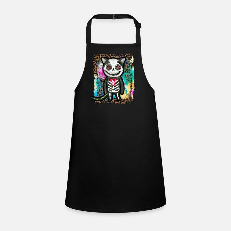 Halloween Zombie Skeleton Cat Tie Dye Children's Apron