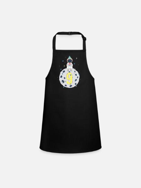 9th Birthday Space Birthday Party - Children's Apron - black - Front