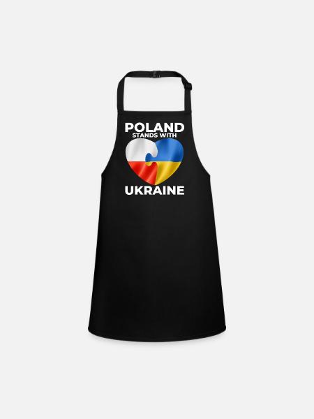Polen unterstützt die Ukraine - Schürze für Kinder - Schwarz - Vorne