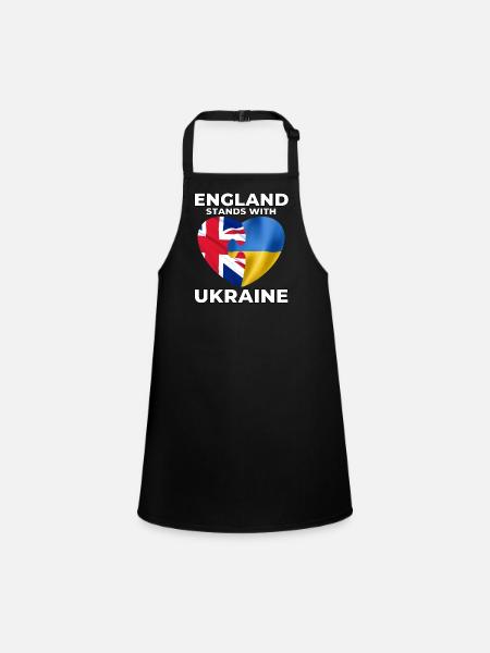 England supports Ukraine - Children's Apron - black - Front