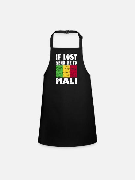 Mali Flagge Spruch - Schürze für Kinder - Schwarz - Vorne