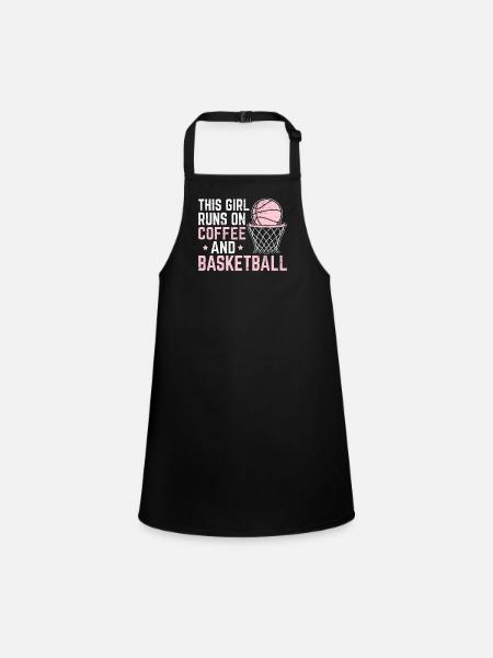 Cette fille court sur le café et le joueur de basket-ball Lov - Tablier Enfant - noir - Devant