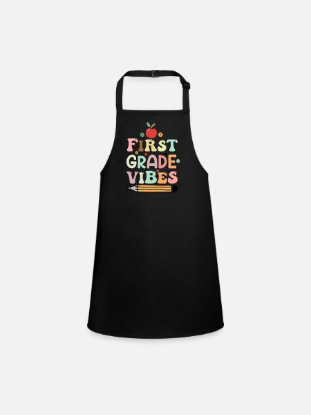 First Grade Vibes 1st Grade Retro Back To School - Children's Apron - black - Front