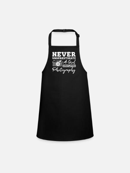 Girl Who Loves Photography Lover Camera Womens Pho - Schürze für Kinder - Schwarz - Vorne