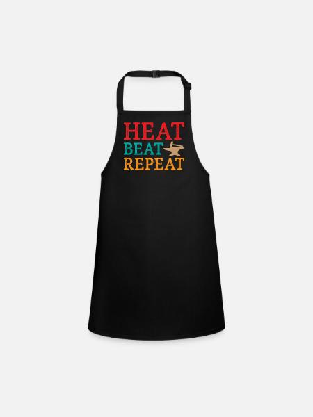 Blacksmith Heat Beat Repeat - Children's Apron - black - Front