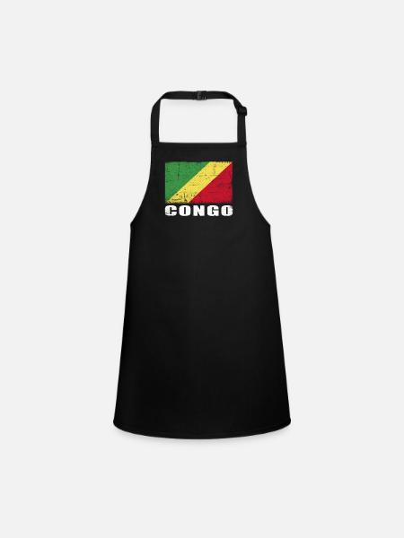 Drapeau du Congo Grunge Drapeau du Congo - Tablier Enfant - noir - Devant