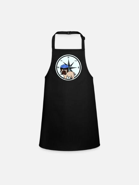 Moin Mer du Nord Mer Baltique Carlin Compass Sailor Sailor Sailor - Tablier Enfant - noir - Devant