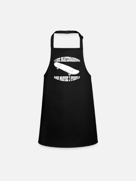Skateboard Skater Sakten Skateboarding Longboard - Tablier Enfant - noir - Devant