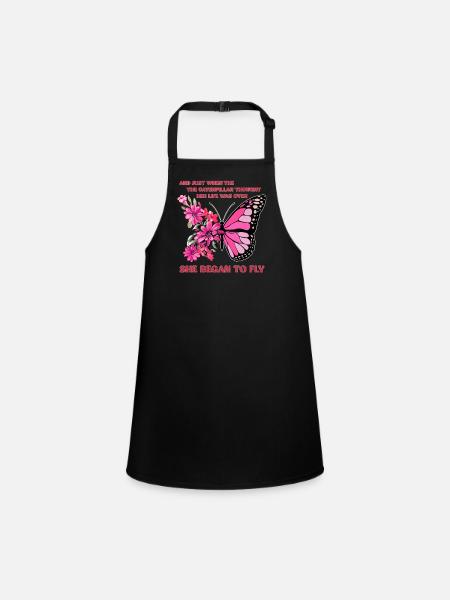 Fleur de papillon Fleurs florales Fleurs - Tablier Enfant - noir - Devant