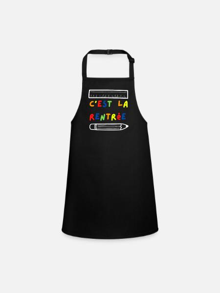 C est la rentrée règle et crayon - couleurs vives - Tablier Enfant - noir - Devant