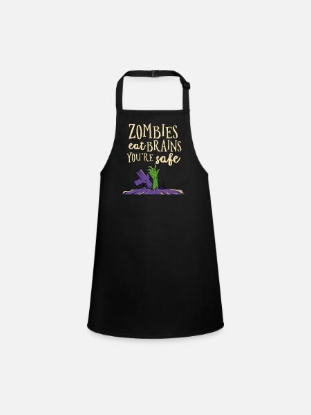 Halloween Zombie Mort-vivant Cadavre Créature Mort Costume - Tablier Enfant - noir - Devant