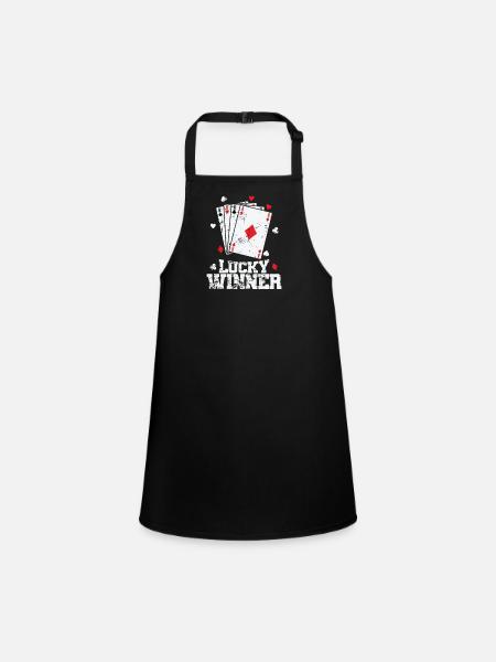 Lucky Winner Ass Skat Poker Card Game - Children's Apron - black - Front