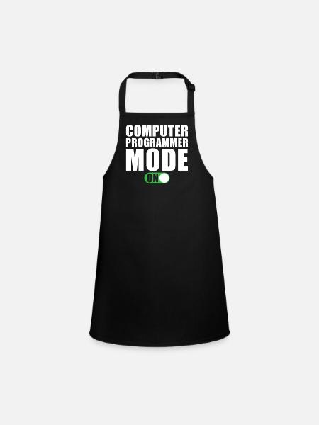 Computer Programmer Mode On - Children's Apron - black - Front