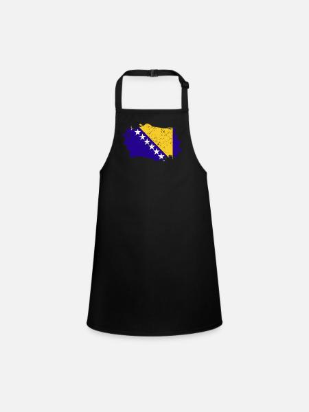 Bosnien Und Herzegowina Flagge - Schürze für Kinder - Schwarz - Vorne
