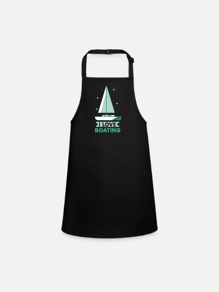 Ich Liebe Bootfahren Segelboot Schiff Boot Yacht - Schürze für Kinder - Schwarz - Vorne